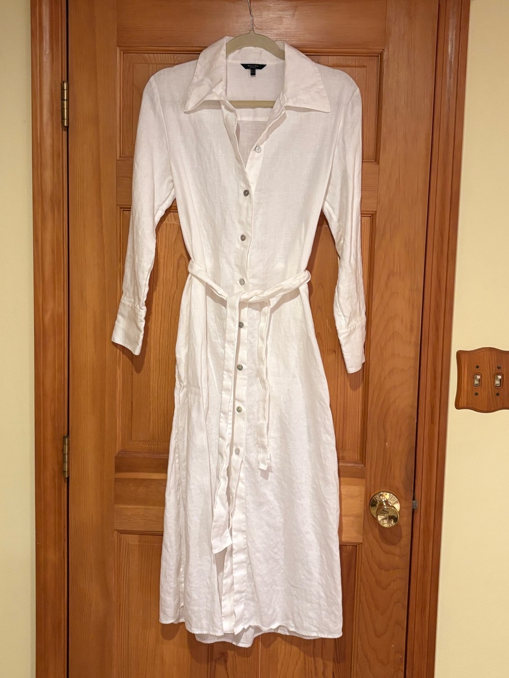 Massimo Dutti White Linen Belted Shirt Dress - Picture 4 of 7